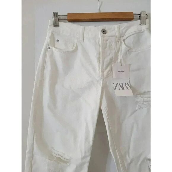 Zara relaxed distressed jean 32, USA 0 NWT - Picture 2 of 6